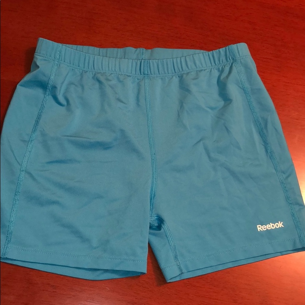 Blue Reebok biker shorts play dry